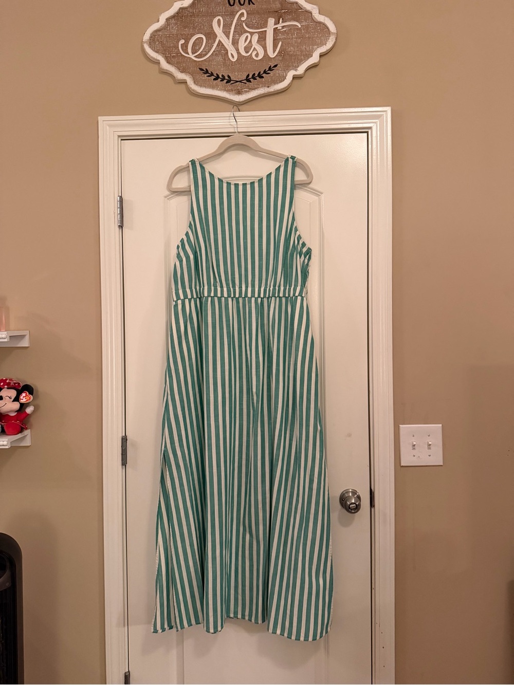 Universal Thread Green and White Striped Sleeveless Maxi Dress